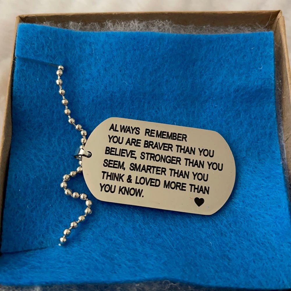 Braver, Stronger, Smarter Saying Dog Tag Necklace - Picture 13 of 13